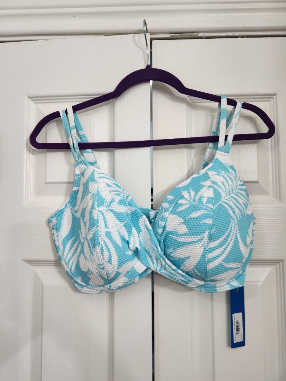 NWT Birdsong Wrap Bikini Top, North Shore Blue in 34H - Picture 2 of 5
